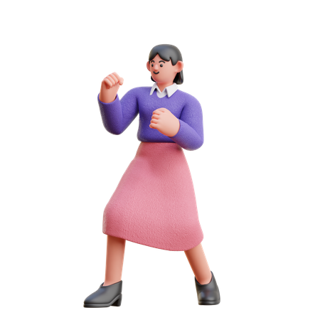 Female Doing Boxing  3D Illustration