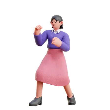 Female Doing Boxing  3D Illustration