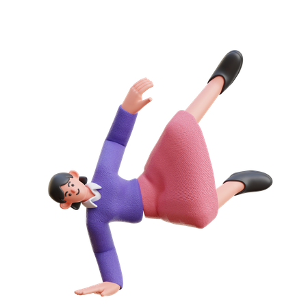 Female Doing Breakdance  3D Illustration