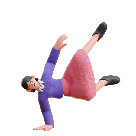 Female Doing Breakdance 3D Illustration