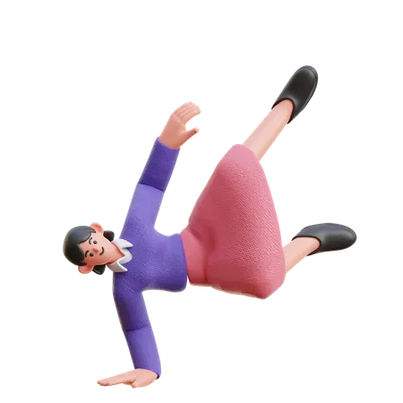 Female Doing Breakdance  3D Illustration