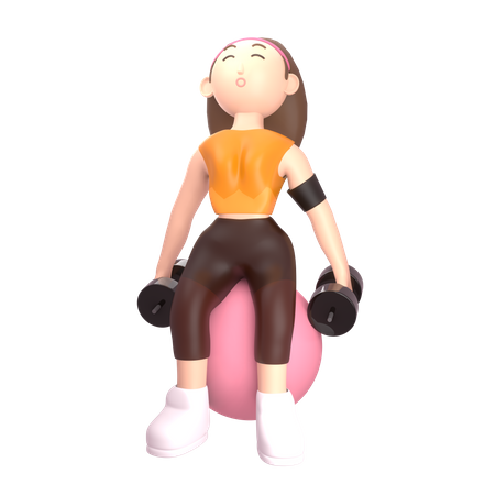 Female doing exercise with dumbbells  3D Illustration