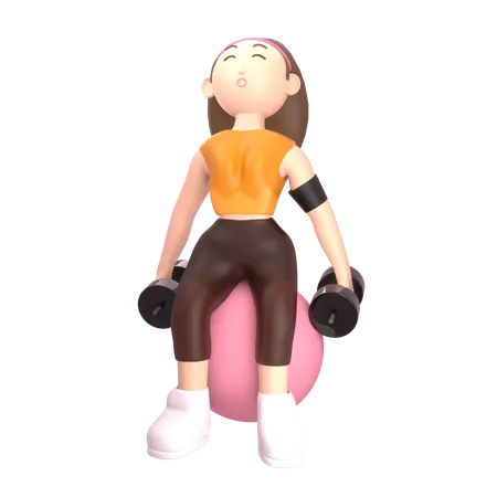 Female doing exercise with dumbbells  3D Illustration