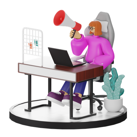 Female Doing Marketing  3D Illustration