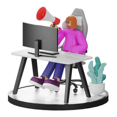 Female Doing Marketing  3D Illustration