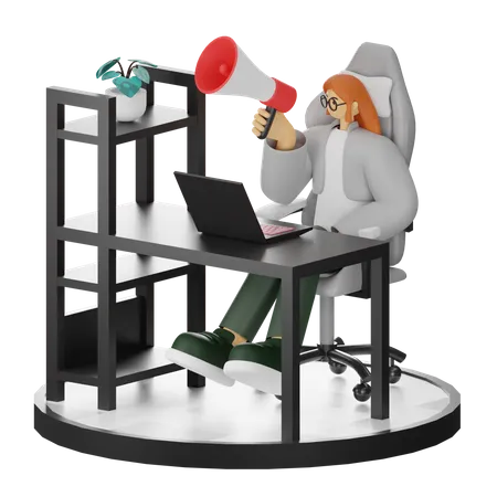 Female Doing Marketing  3D Illustration