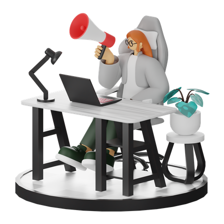 Female Doing Marketing  3D Illustration