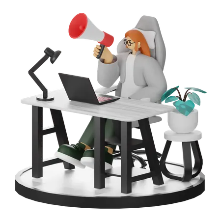 Female Doing Marketing  3D Illustration