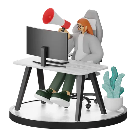 Female Doing Marketing  3D Illustration