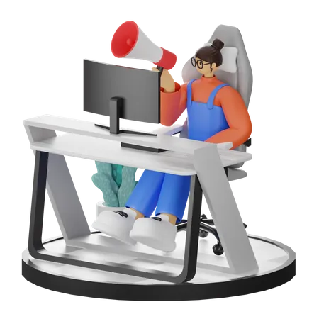 Female Doing Marketing  3D Illustration