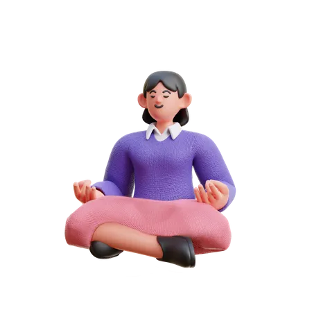 Female Doing Meditation  3D Illustration