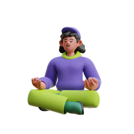 Female Doing Meditation  3D Illustration