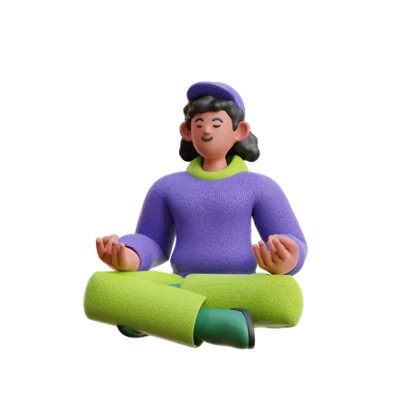 Female Doing Meditation  3D Illustration