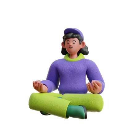 Female Doing Meditation 3D Illustration
