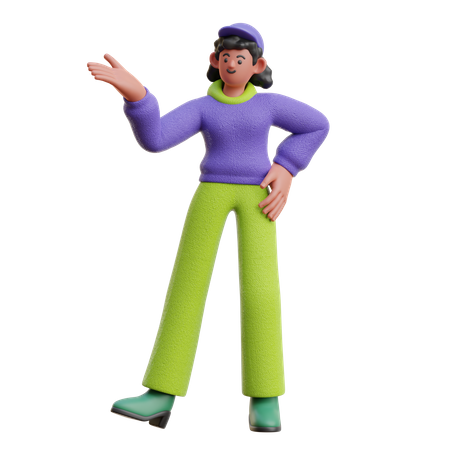 Female Doing Presentation  3D Icon