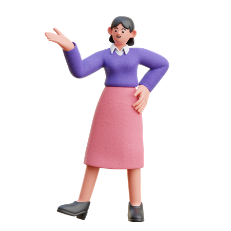 Female Doing Presentation  3D Icon