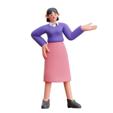 Female Doing Presentation  3D Icon
