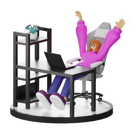Female doing relaxing after work  3D Icon
