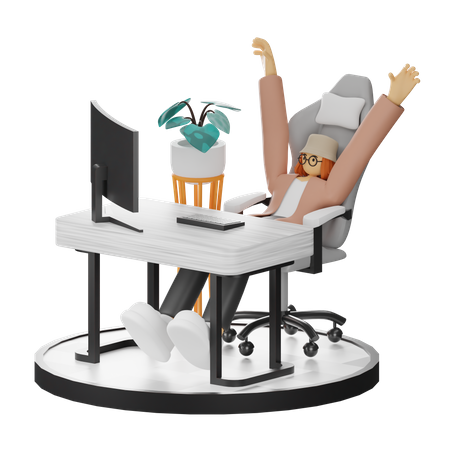 Female Doing Relaxing After Work  3D Illustration