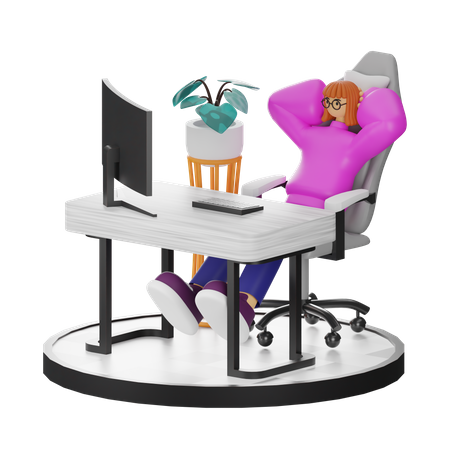 Female doing relaxing after work  3D Illustration