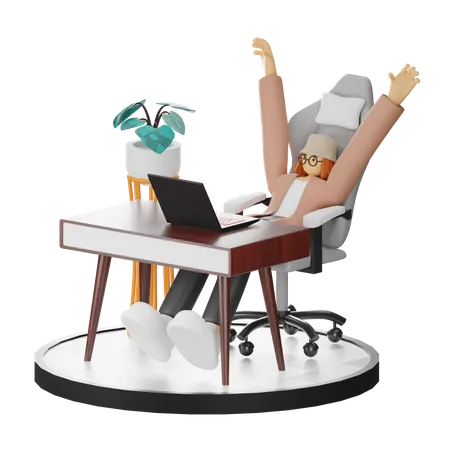 Female Doing Relaxing After Work  3D Illustration