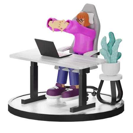 Female Doing Relaxing After Work  3D Illustration