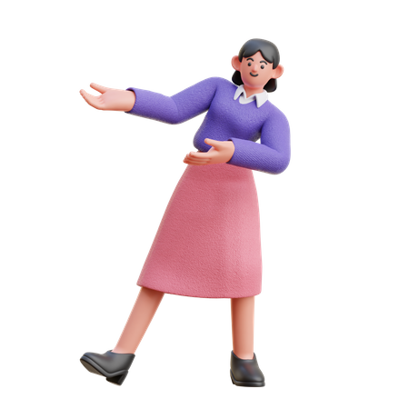 Female doing Welcome  3D Illustration