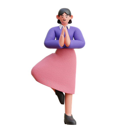 Female doing Yoga pose 3D Illustration