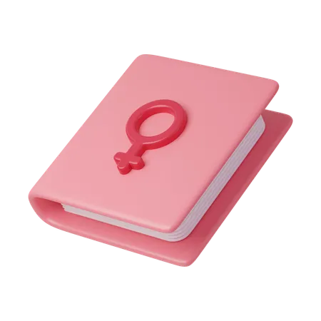 Educational Pink Book With Womens Gender Symbol Icon For International Womens Day 3 D Illustration Feminism Independence Freedom Empowerment Activism For Women Rights 3D Icon
