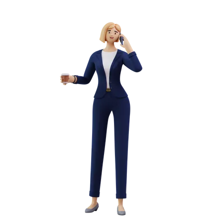 Female employee attending on call  3D Illustration