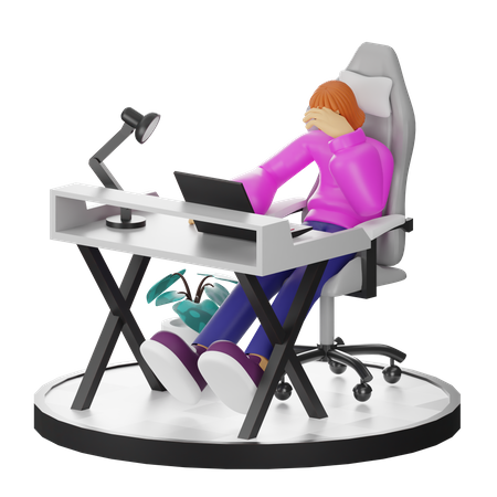 Female employee Dizziness At Work  3D Illustration