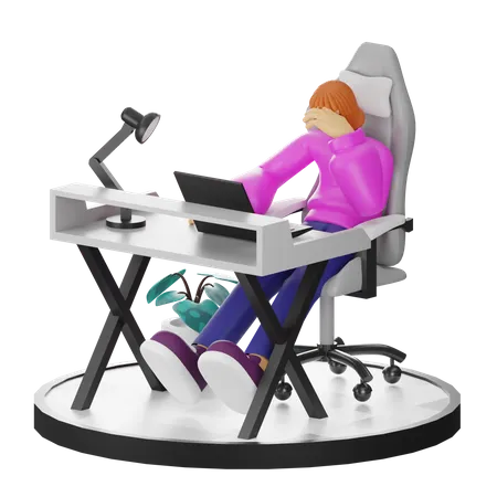 Female employee Dizziness At Work  3D Illustration