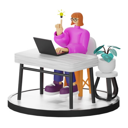 Female Employee Finding ideas  3D Illustration