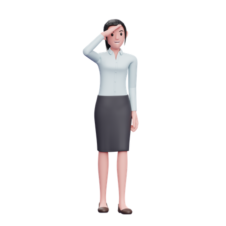 Female employee finding something  3D Illustration