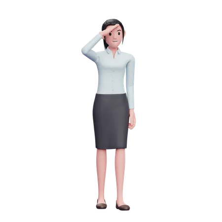 Female employee finding something  3D Illustration