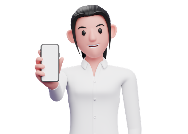 Female employee holding a cellphone  3D Icon