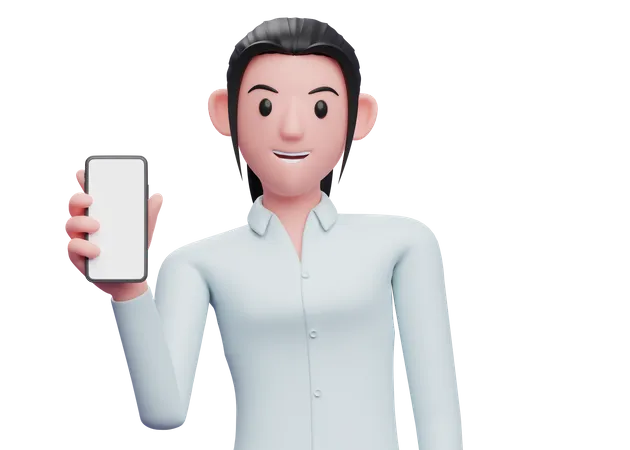 Female employee holding a cellphone  3D Illustration