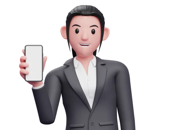 Female employee holding a cellphone  3D Illustration