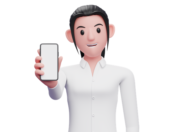 Female employee holding a cellphone  3D Illustration