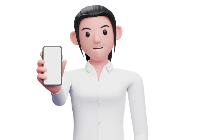 Female employee holding a cellphone  3D Illustration