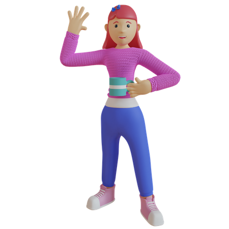 Female employee holding coffee cup  3D Icon