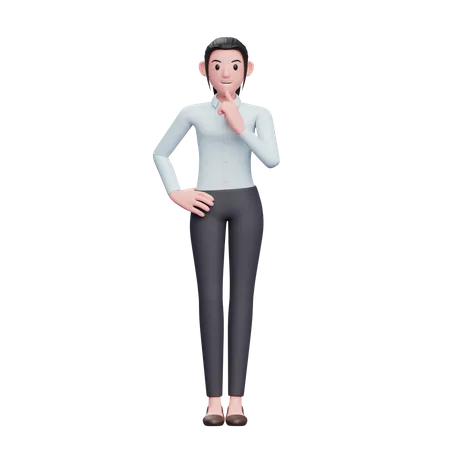 Female employee in doubt  3D Illustration