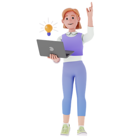 Female Employee Looking For Ideas  3D Icon