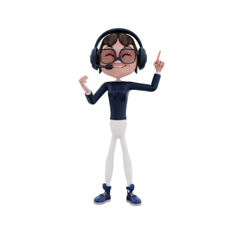 Female employee raising one finger  3D Icon