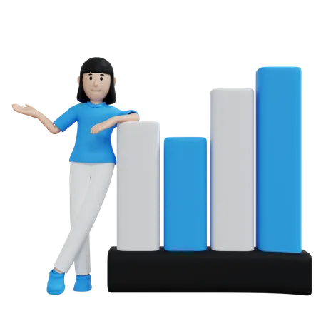 Female employee representing business growth  3D Illustration