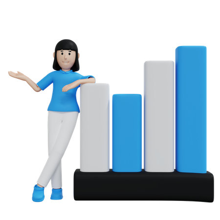Female employee representing business growth 3D Illustration