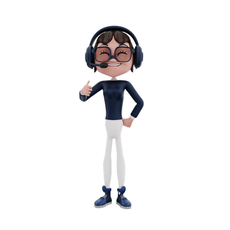 Female employee showing thumbs up  3D Icon