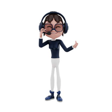 Female employee talking with customer on call  3D Icon