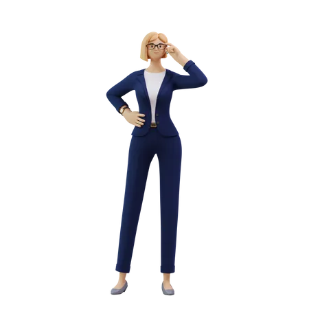 Female employee thinking something  3D Illustration