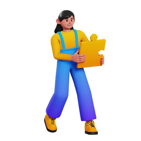 Female employee with business solution  3D Icon